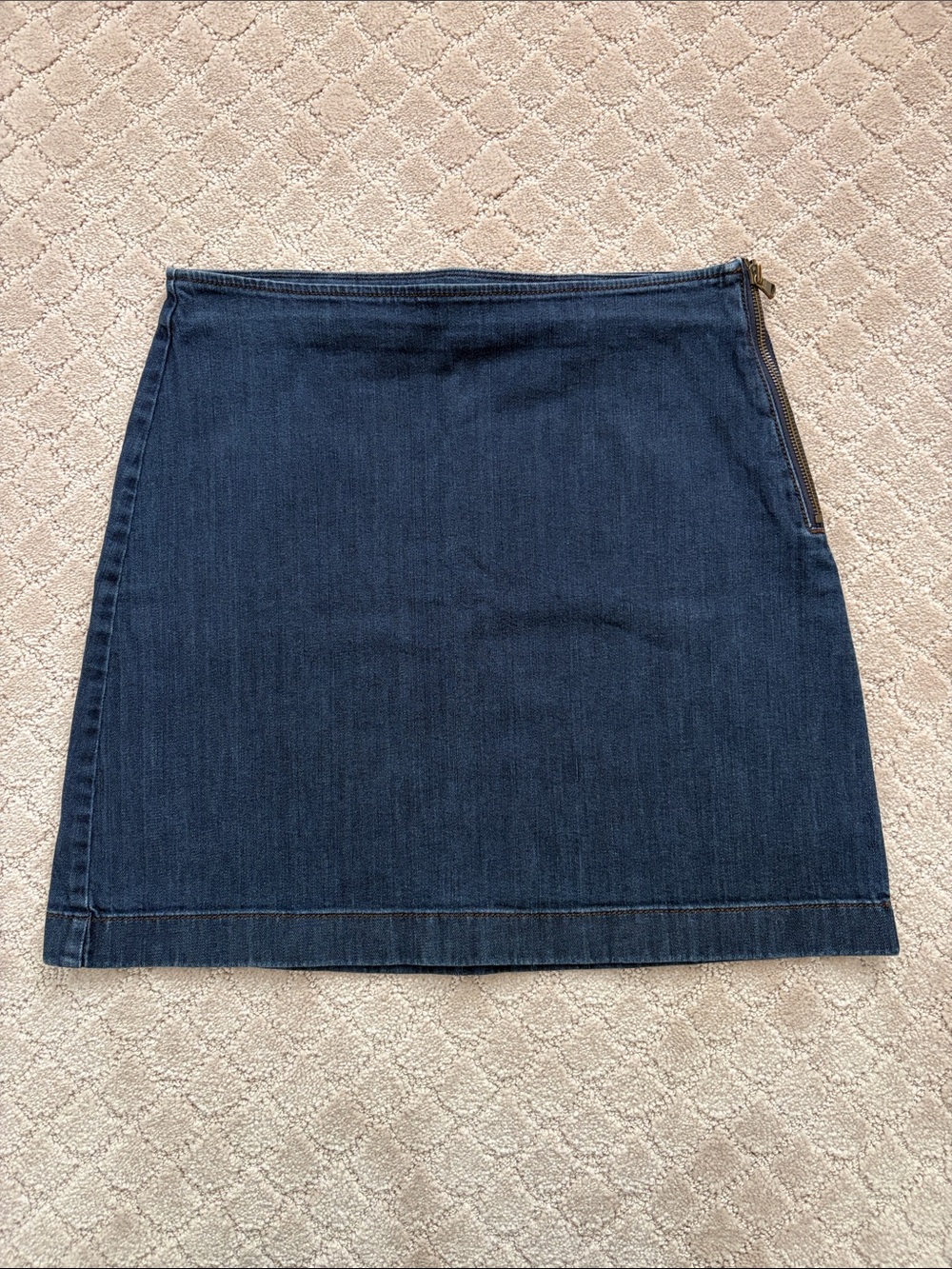 Ann Taylor Navy Denim Mini Skirt with Side Zip